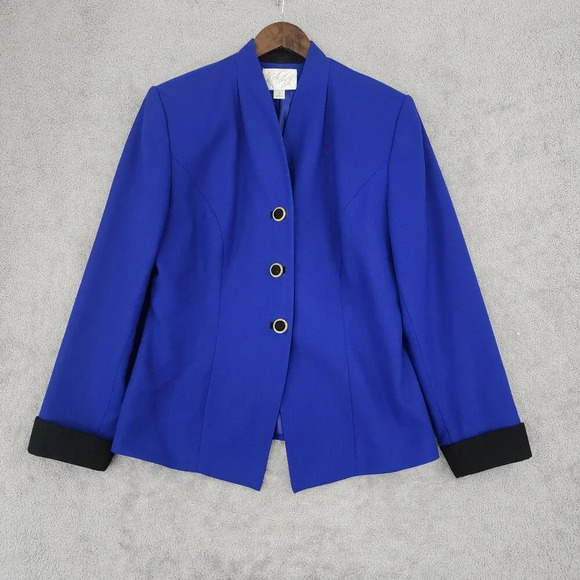 Lord & Taylor 100% Wool Blue Blazer Womens Plus Size 14  30GT - Picture 1 of 9